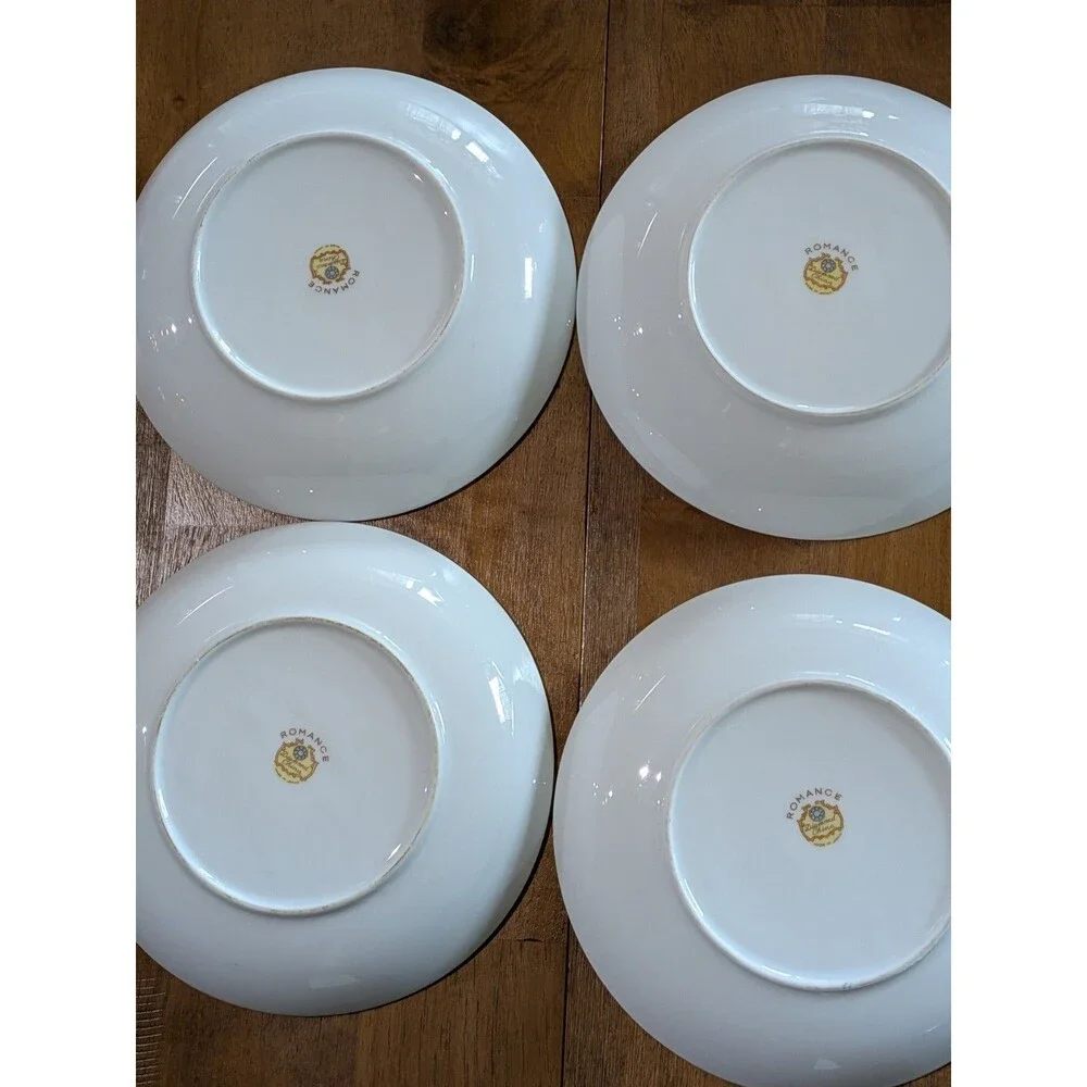 Vintage Diamond China Romance White Rose 7.5